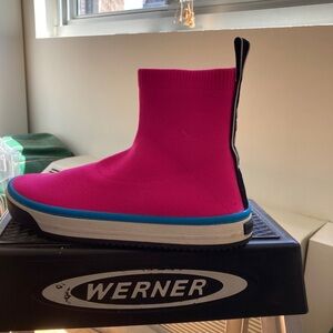 Hot pink pull on sneakers